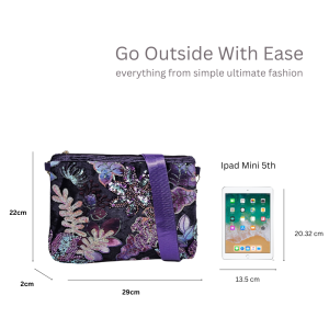 Floral Beaded Sequin Shoulder Crossbody Bag - Image 3