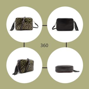 Italian Genuine Leather Leopard Print Tassel Charm CrossbodyBag - Image 6