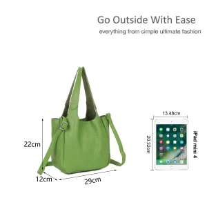 Magnetic Closure Faux Leather Small Shopper Shoulder Bag - Image 2
