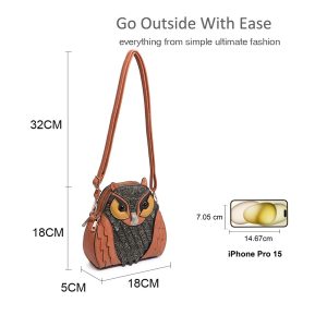 Intricate Embossed Rhinestone Accents Owl Shaped Handbag - Image 2