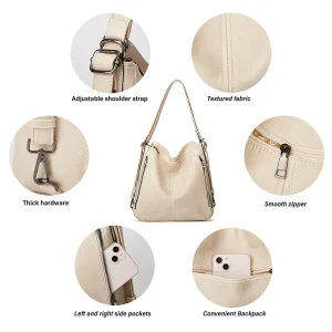 3-Piece Tote Handbag Set Matching Crossbody and Wristlet - Image 4