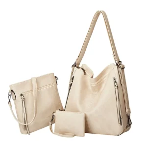 3-Piece Tote Handbag Set Matching Crossbody and Wristlet - Image 1