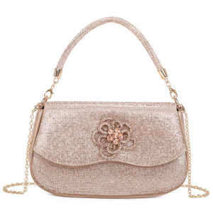 Decorative Flower Rhinestone Embellished Evening Clutch Bag - Image 1