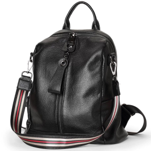 Multi-Strap Design Genuine Leather Convertible Backpack