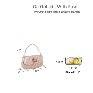 Decorative Flower Rhinestone Embellished Evening Clutch Bag - Image 2