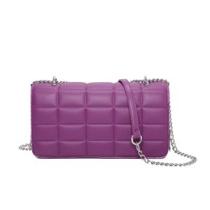 Metal Lock Elegant Quilted Chain Shoulder Bag - Image 4