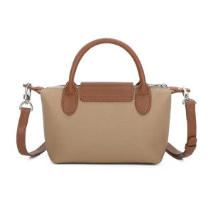 Dual-Tone Design Compact Genuine Leather Handbag - Image 4