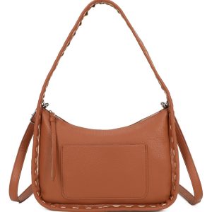 Sleek Faux Leather Stitch Detailing Shoulder Bag