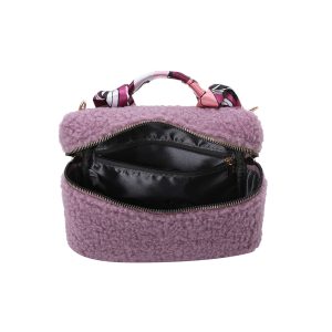Scarf Accent Adjustable Strap Textured Handbag - Image 4