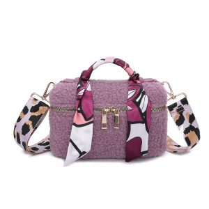 Scarf Accent Adjustable Strap Textured Handbag - Image 1