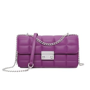 Metal Lock Elegant Quilted Chain Shoulder Bag - Image 1