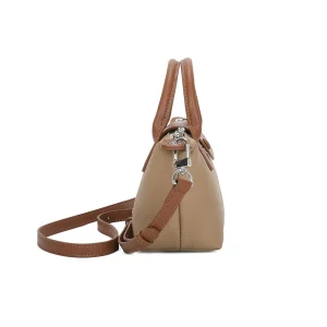 Dual-Tone Design Compact Genuine Leather Handbag - Image 3