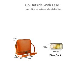 Stylish Zipper Detail Genuine Leather Crossbody Bag - Image 2