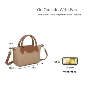 Dual-Tone Design Compact Genuine Leather Handbag - Image 2