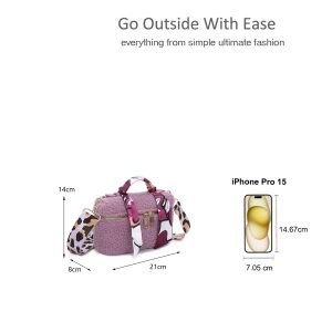 Scarf Accent Adjustable Strap Textured Handbag - Image 2