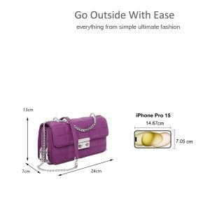 Metal Lock Elegant Quilted Chain Shoulder Bag - Image 2
