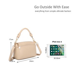 Elegant Gold Accents Genuine Leather Shoulder Bag - Image 2