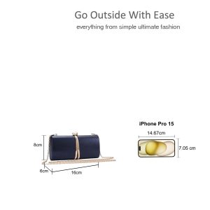 Chain Strap Sleek Metal Accent Elegant Evening Clutch - Image 2