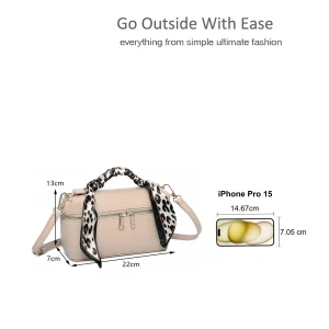 Stylish Scarf Accent Textured Small Crossbody Handbag - Image 2