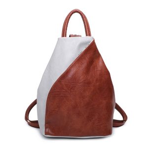 Modern Design Two-Tone Faux Leather Backpack - Image 1