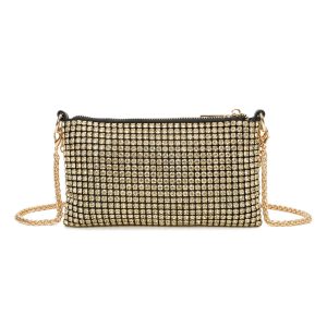 Gold Chain Strap Rhinestone Evening Clutch Bag - Image 4