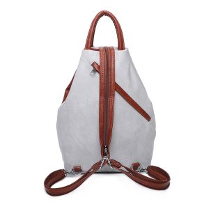 Modern Design Two-Tone Faux Leather Backpack - Image 4