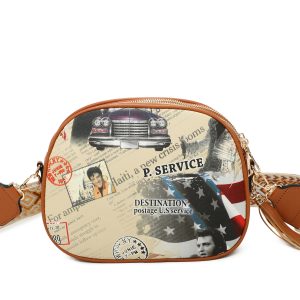 Adjustable Strap Retro Graphic Crossbody Shoulder Bag - Image 4
