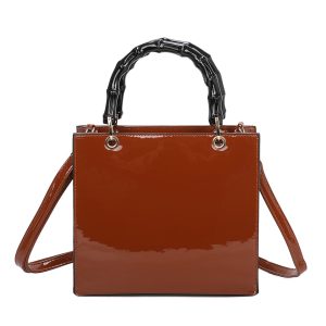 Bamboo-Style Top Handles Vintage-Inspired Tote Bag - Image 4