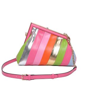 Chain Strap Colorful Striped Crossbody Clutch Bag - Image 3