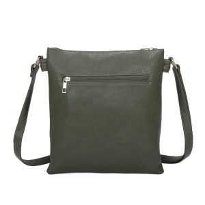 Zipper Accents Faux Leather Multi-Pocket Crossbody Bag - Image 4