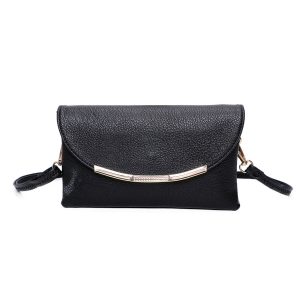 Elegant Metal Accent Sleek PU Leather Crossbody Handbag - Image 1