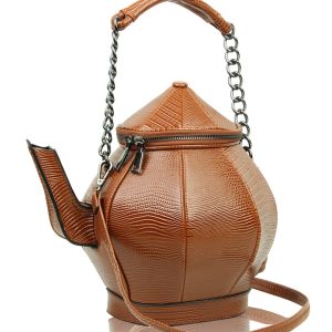 Chain Strap Satin Interior Unique Teapot-Shaped Handbag