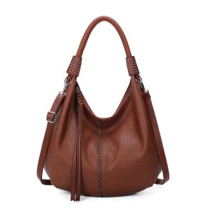 Braided Handle Classic Slouchy Shoulder Bag