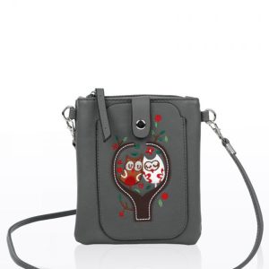 Owl Embroidery Detail Compact Crossbody Phone Purse - Image 1