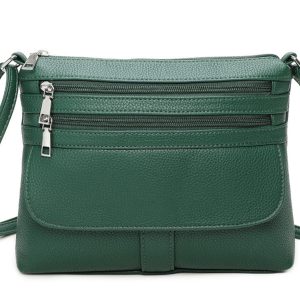 Multi-Zip Design Compact Crossbody Shoulder Bag - Image 1