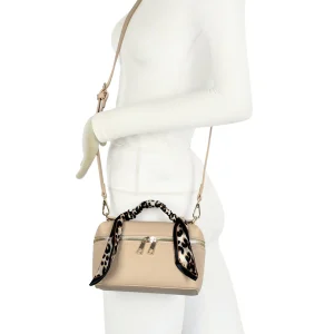 Stylish Scarf Accent Textured Small Crossbody Handbag - Image 6