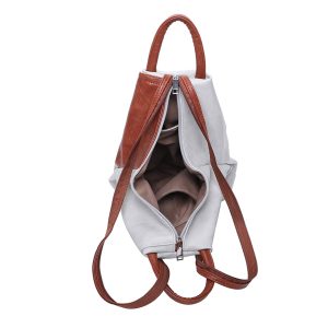 Modern Design Two-Tone Faux Leather Backpack - Image 5