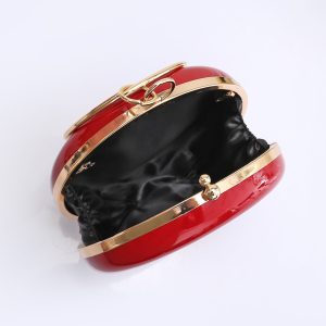 Sleek Metallic Accents Elegant Round Evening Handbag - Image 3