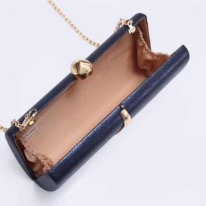 Chain Strap Sleek Metal Accent Elegant Evening Clutch - Image 4