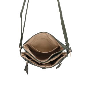 Zipper Accents Faux Leather Multi-Pocket Crossbody Bag - Image 5