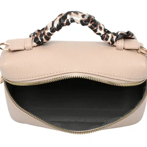 Stylish Scarf Accent Textured Small Crossbody Handbag - Image 5