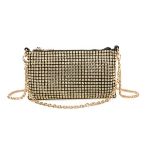 Gold Chain Strap Rhinestone Evening Clutch Bag