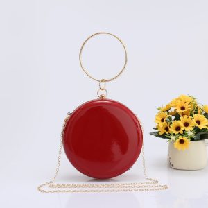 Sleek Metallic Accents Elegant Round Evening Handbag