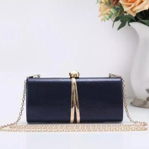 Chain Strap Sleek Metal Accent Elegant Evening Clutch