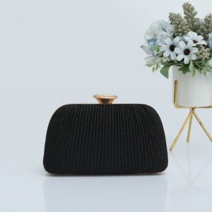 Gold Chain Strap Luxury Pleated Evening Clutch