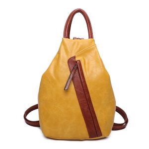 Stylish Two-Tone Sleek Zipper PU Leather Backpack