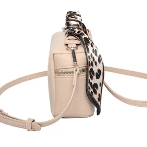 Stylish Scarf Accent Textured Small Crossbody Handbag - Image 3