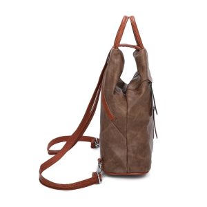 Multiple Zipper Pockets Vintage Style PU Backpack - Image 3