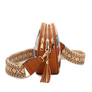 Adjustable Strap Retro Graphic Crossbody Shoulder Bag - Image 3