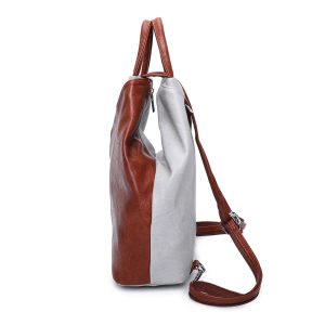 Modern Design Two-Tone Faux Leather Backpack - Image 3